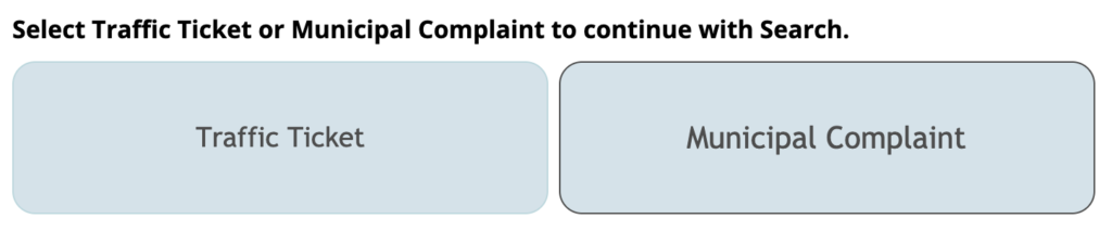 You will view 2 options as seen in the below picture.
Traffic Ticket/
Municipal Complaint